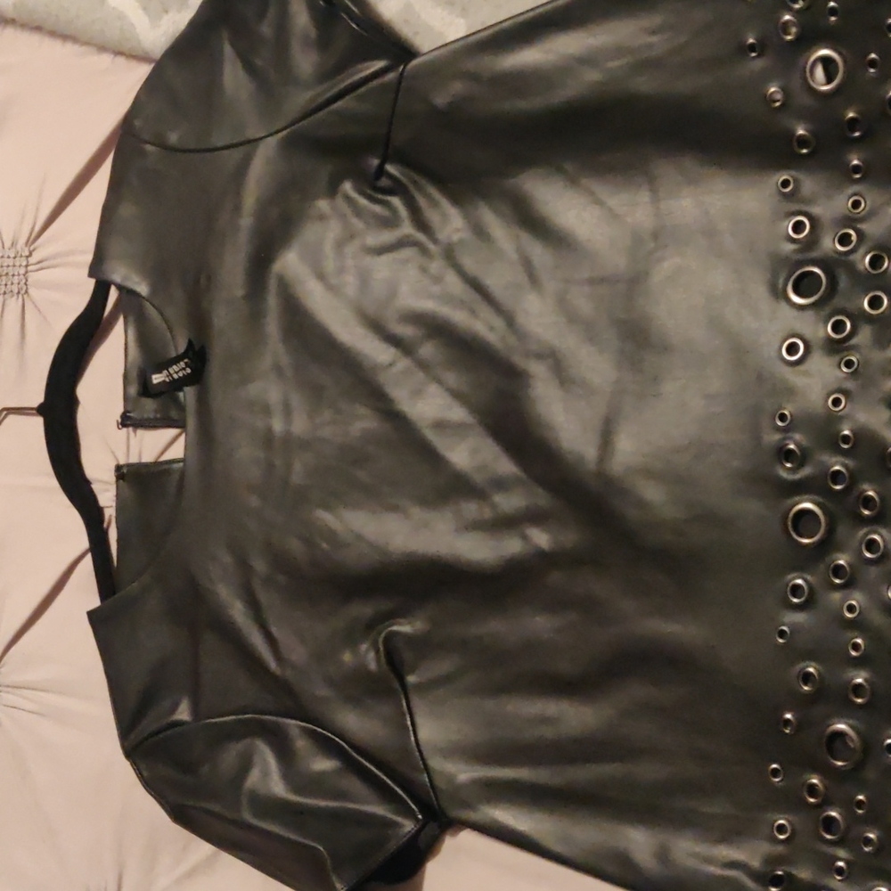 Faux leather top